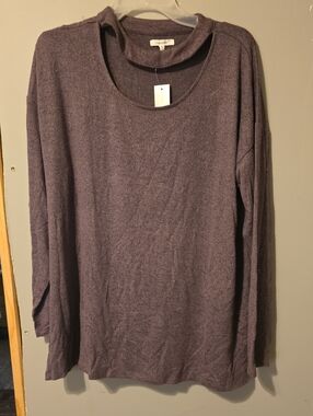 Maurices Heathered Purple Long-Sleeve Mock Neck Sweater